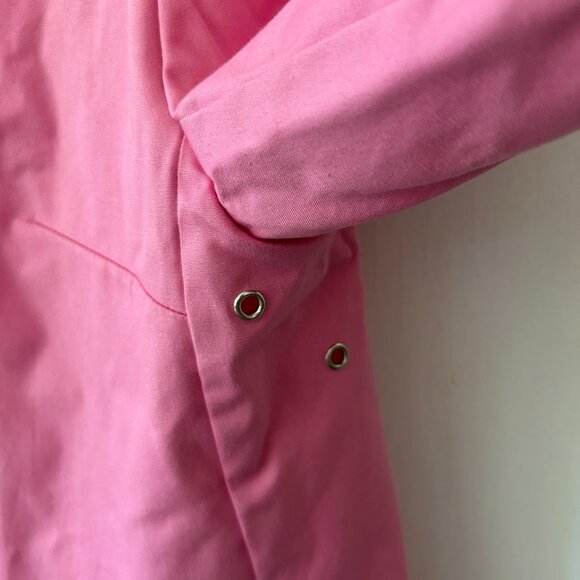 Lilly Pulitzer Trench Coat Womens Medium Pink VTG Pockets Collared Button FLAW - Picture 6 of 8
